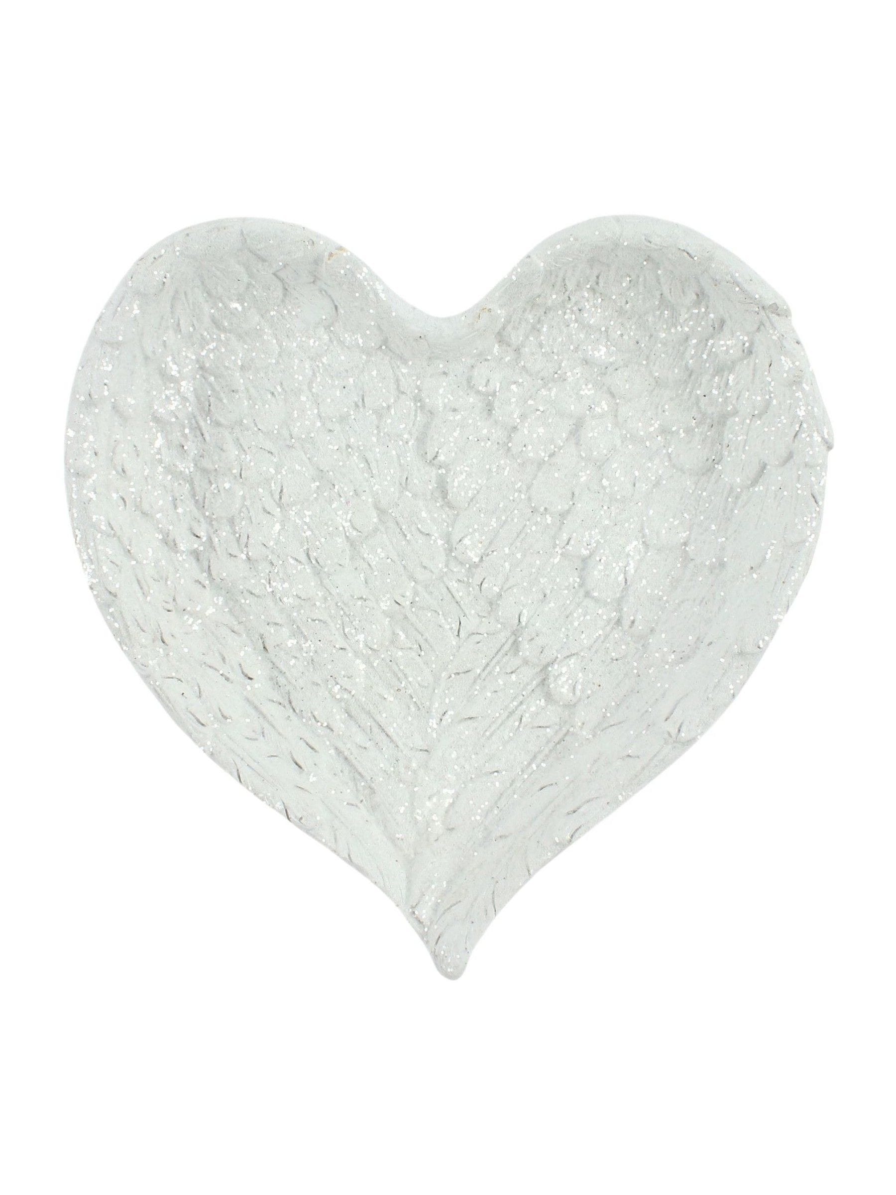 Something Different white glitter heart angel wing trinket dish (British brand)