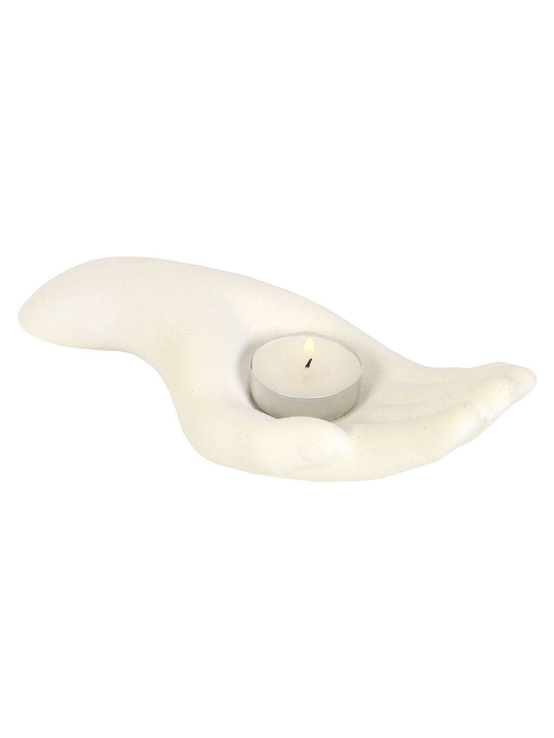Something Different cream open hand tealight holder (British brand)