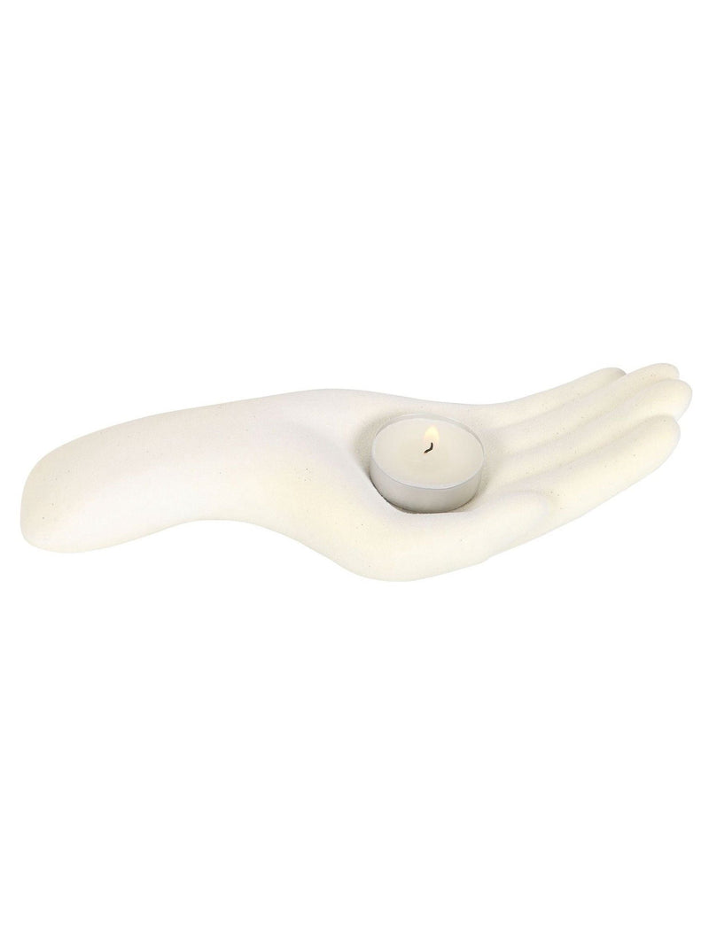 Something Different cream open hand tealight holder (British brand)