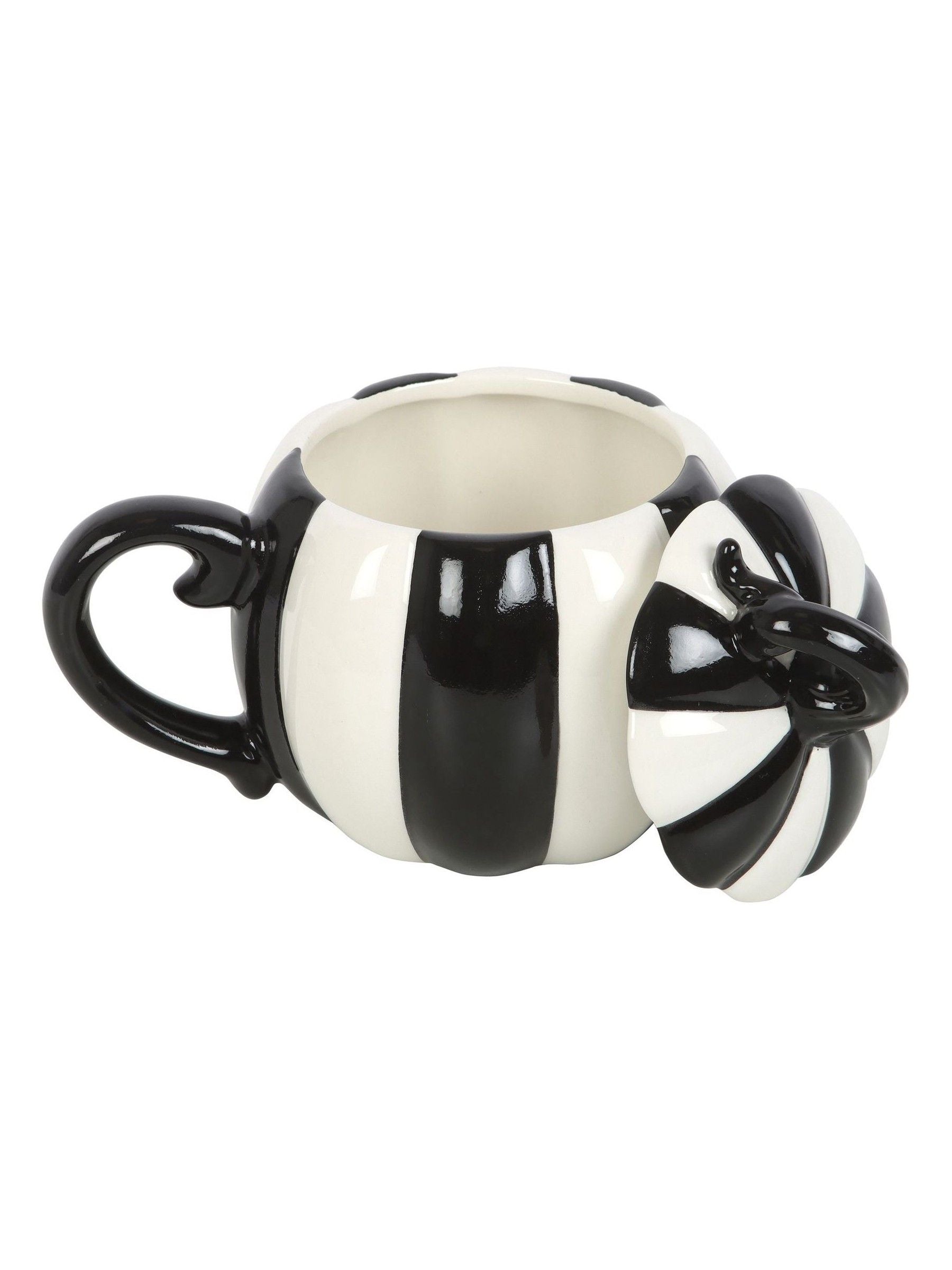 Something Different black striped pumpkin lidded mug, imported from the UK