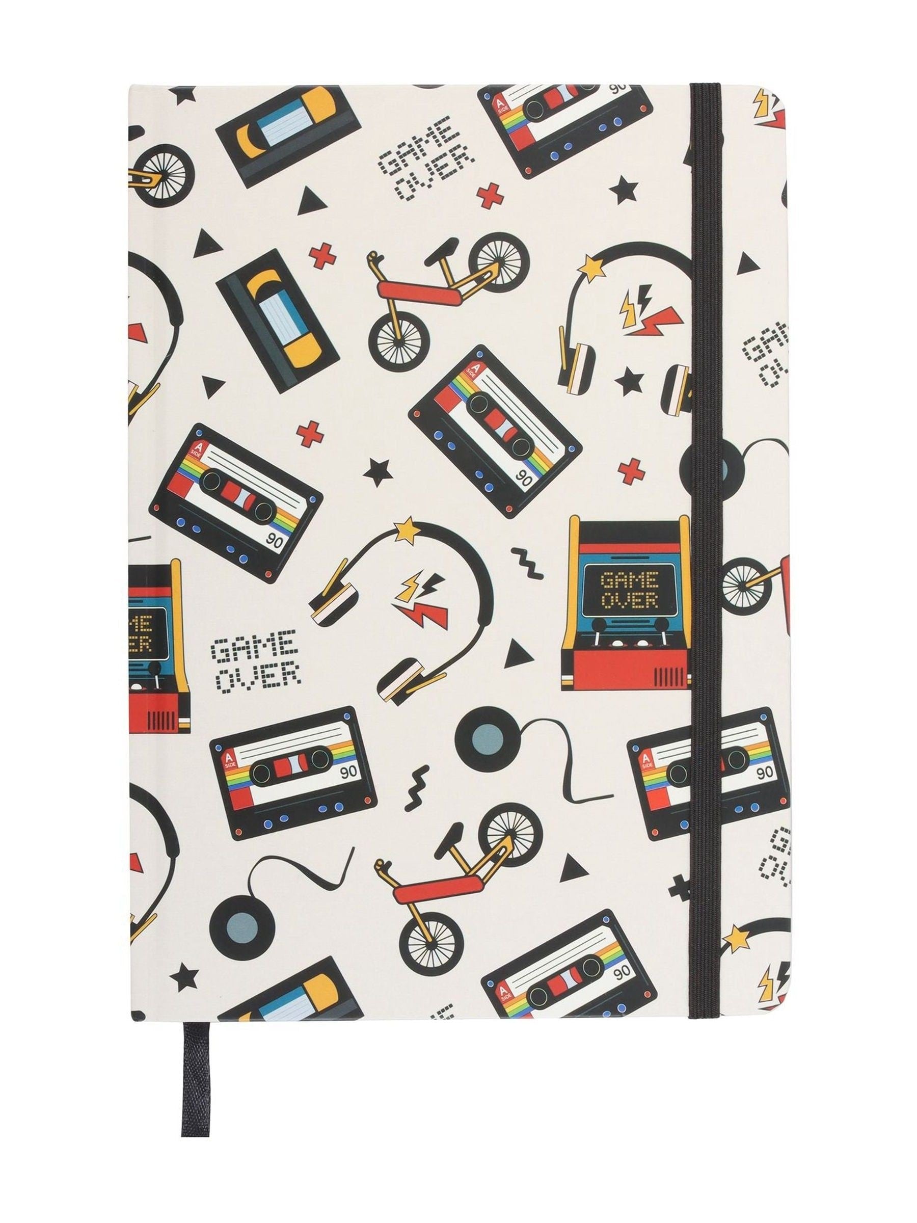 Something Different white retro 80s print A5 notebook, UK version