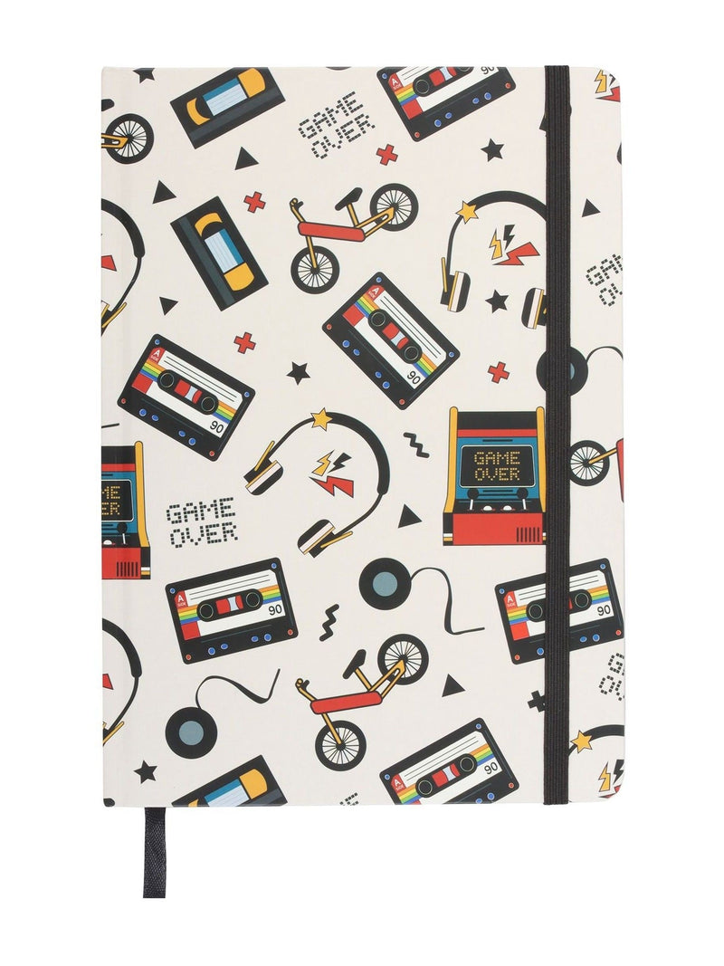 Something Different white retro 80s print A5 notebook, UK version