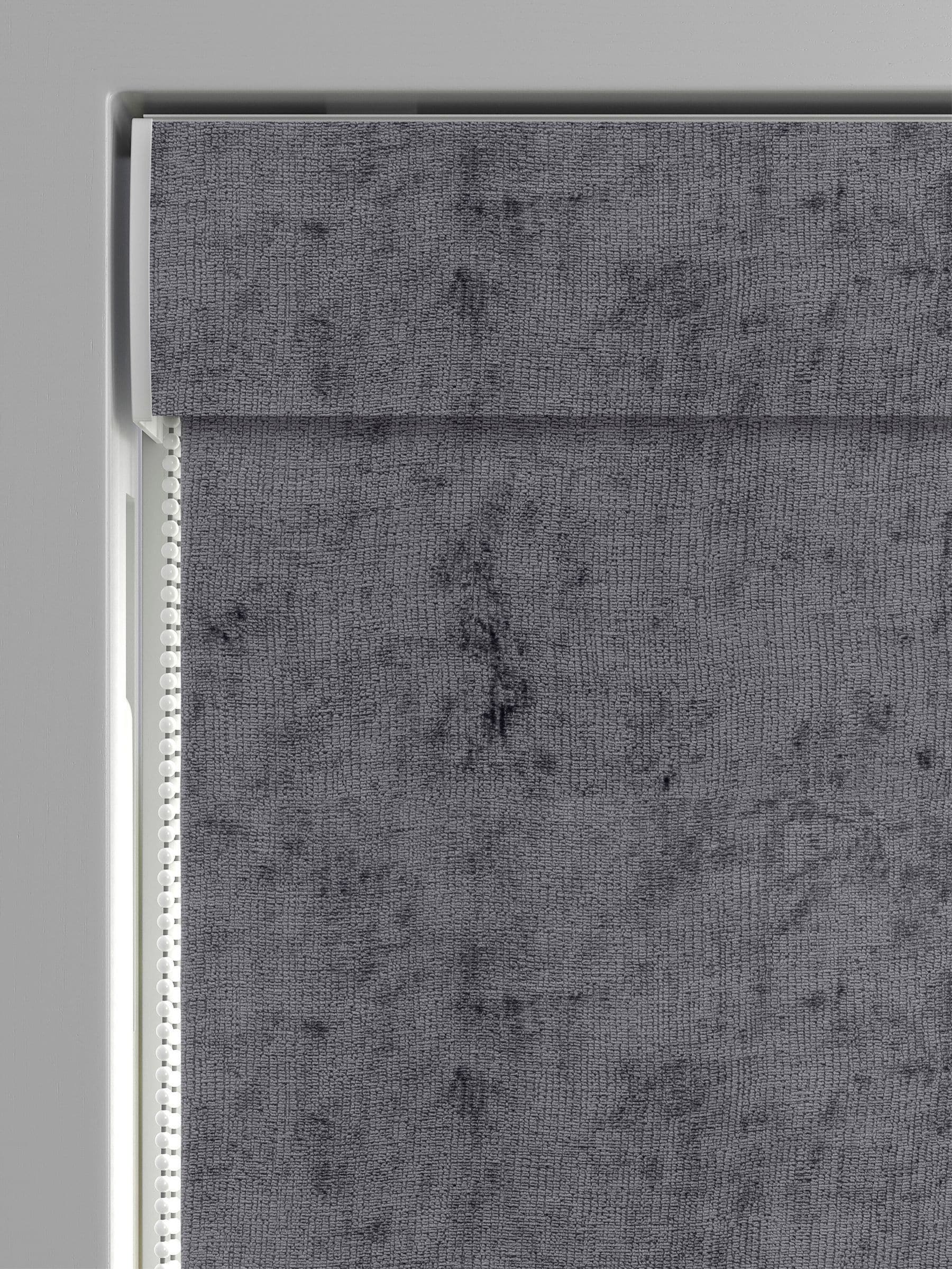 Charcoal grey plush chenille roman blind, made to measure, UK version