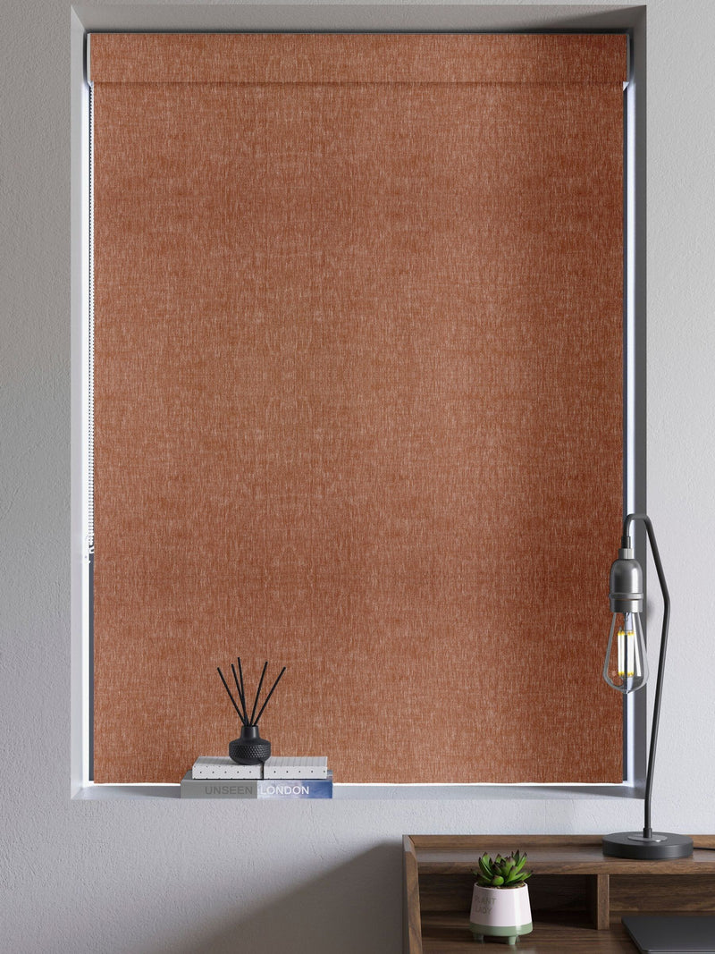 Paprika Abeille roman blinds orange plain fabric, imported from the UK