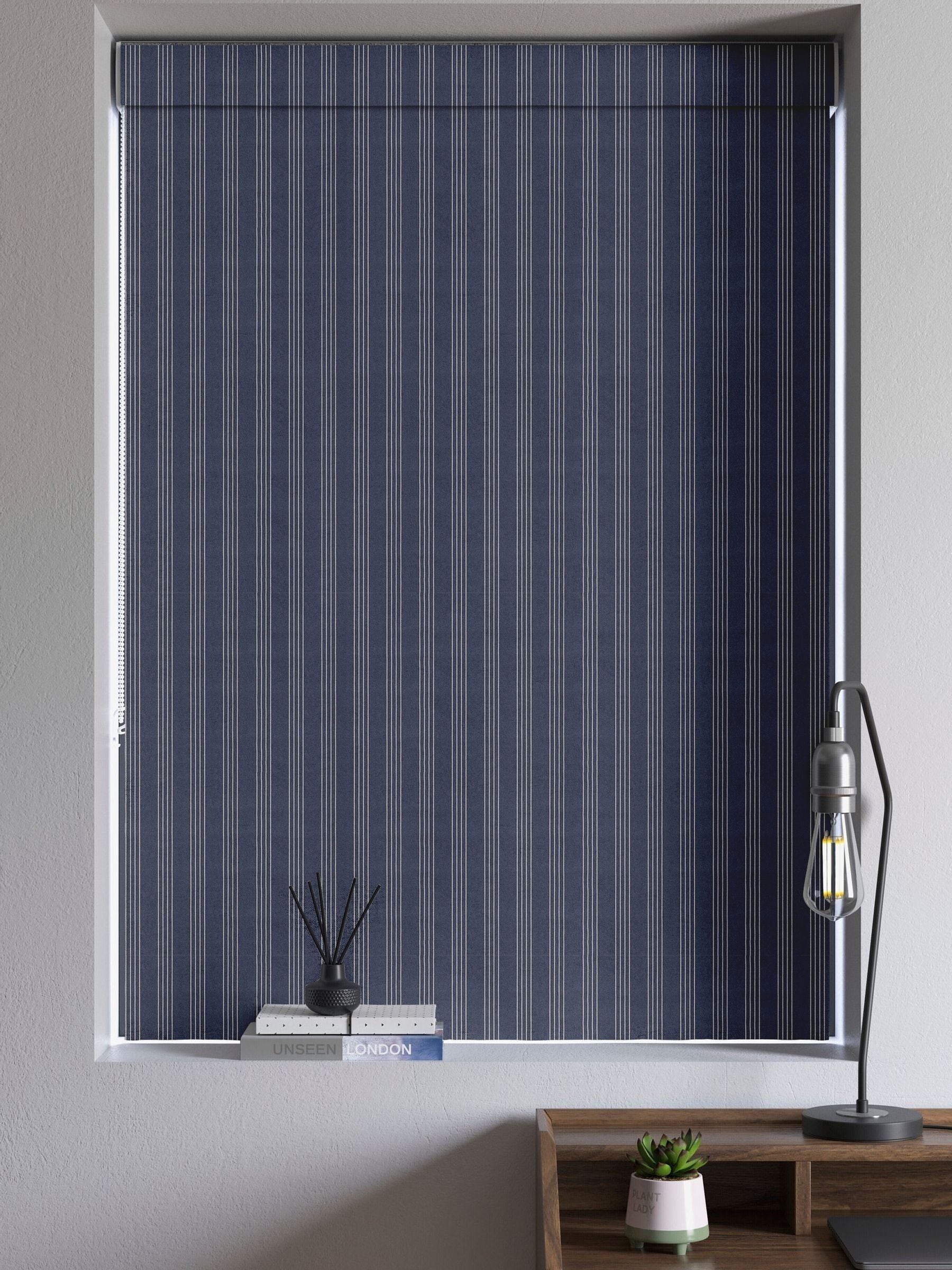 Indigo Leuwin roman blind blue stripe, imported from the UK