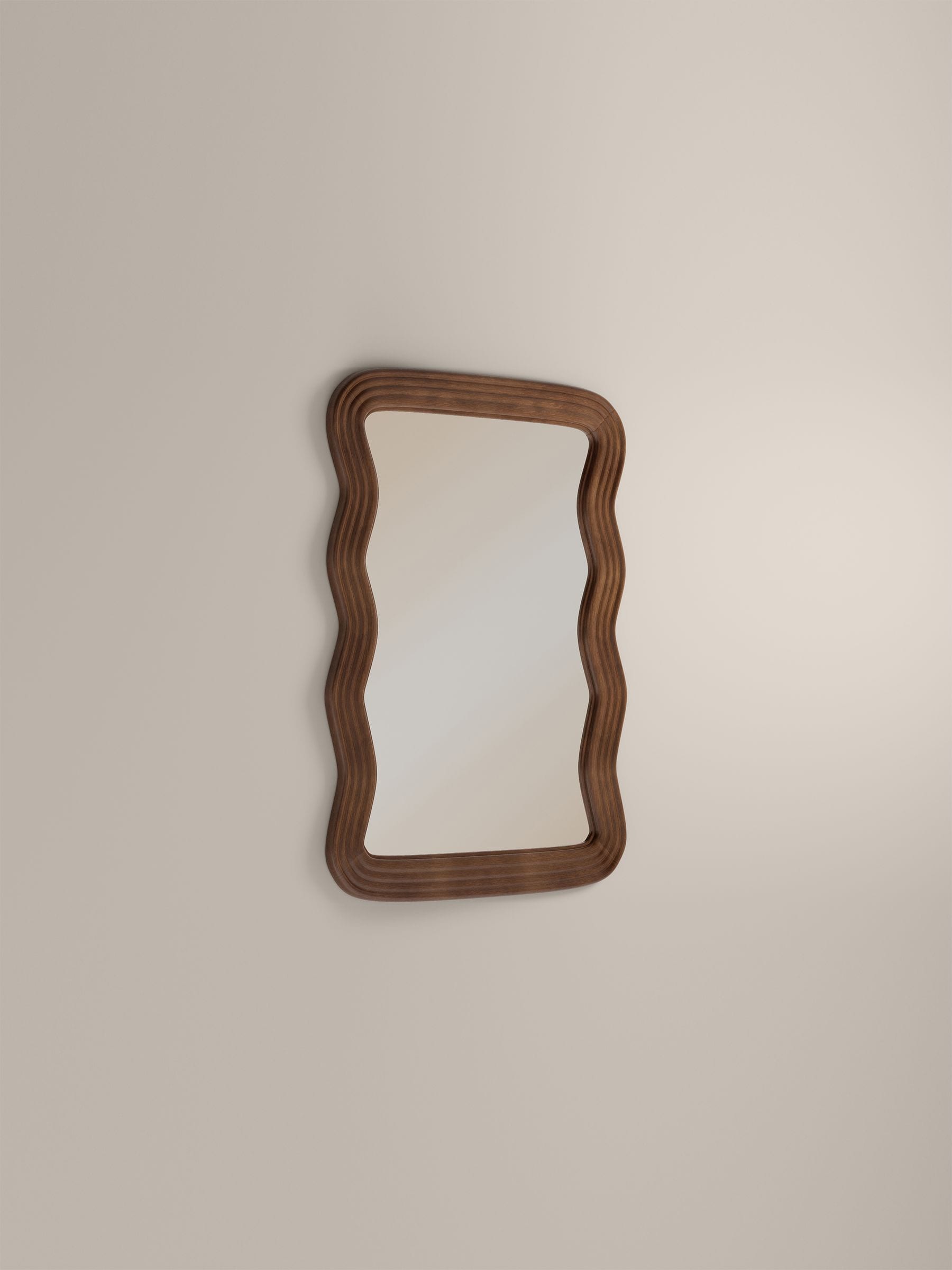 Cult Furniture walnut ridged wavy wall mirror 101x71cm, UK version