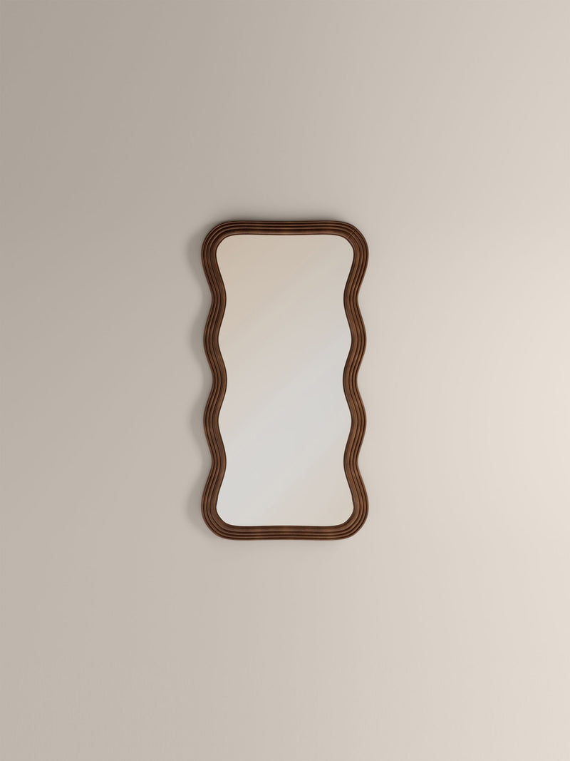 Cult Furniture walnut ridley wavy full length mirror - British product