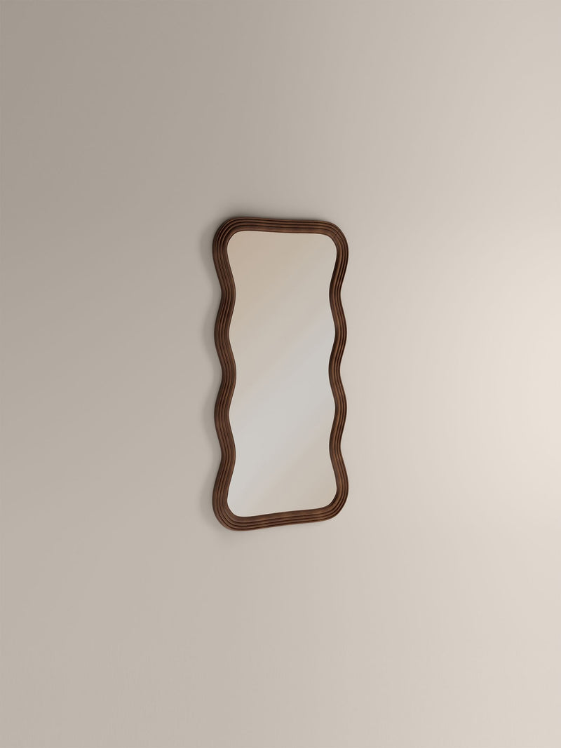 Cult Furniture walnut ridley wavy full length mirror - British product