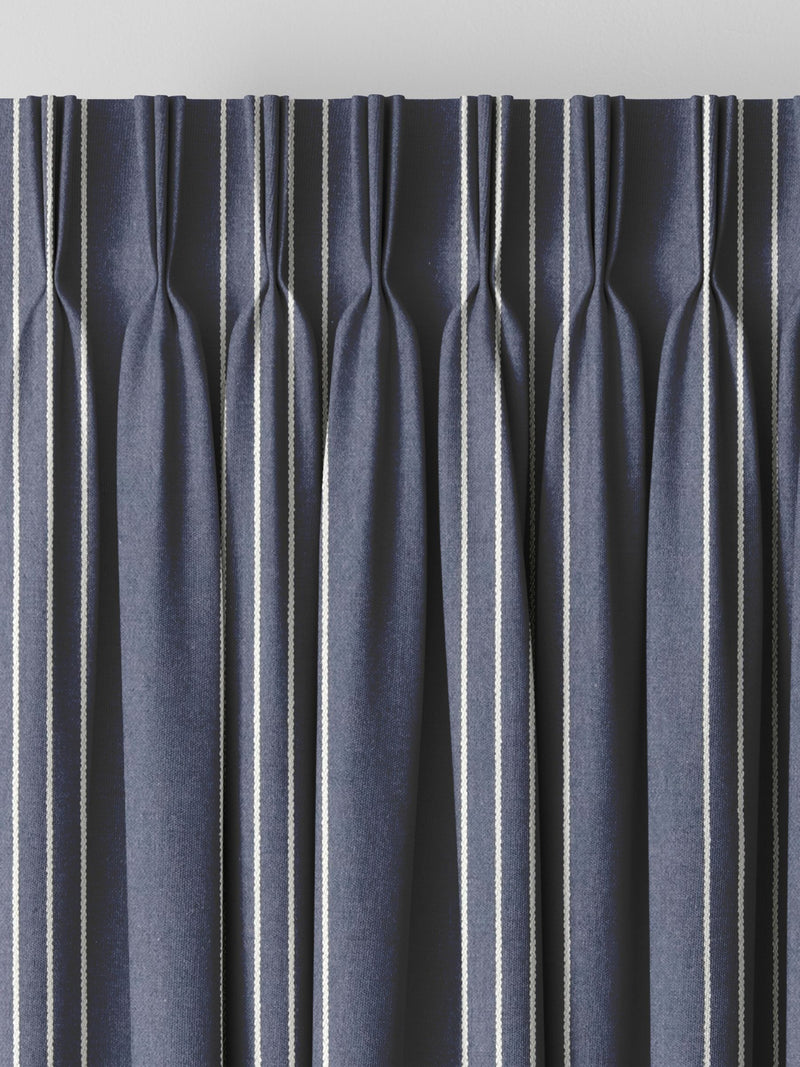Indigo Leuwin blue striped made to measure curtains (British brand)