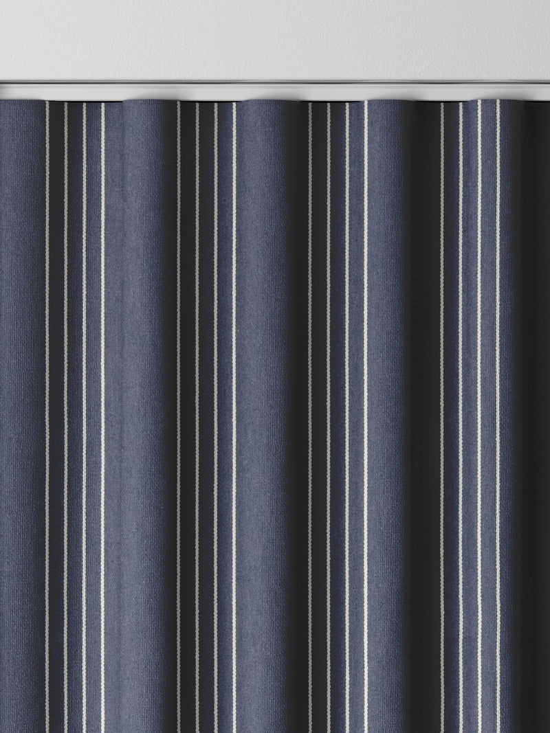 Indigo Leuwin blue striped made to measure curtains (British brand)