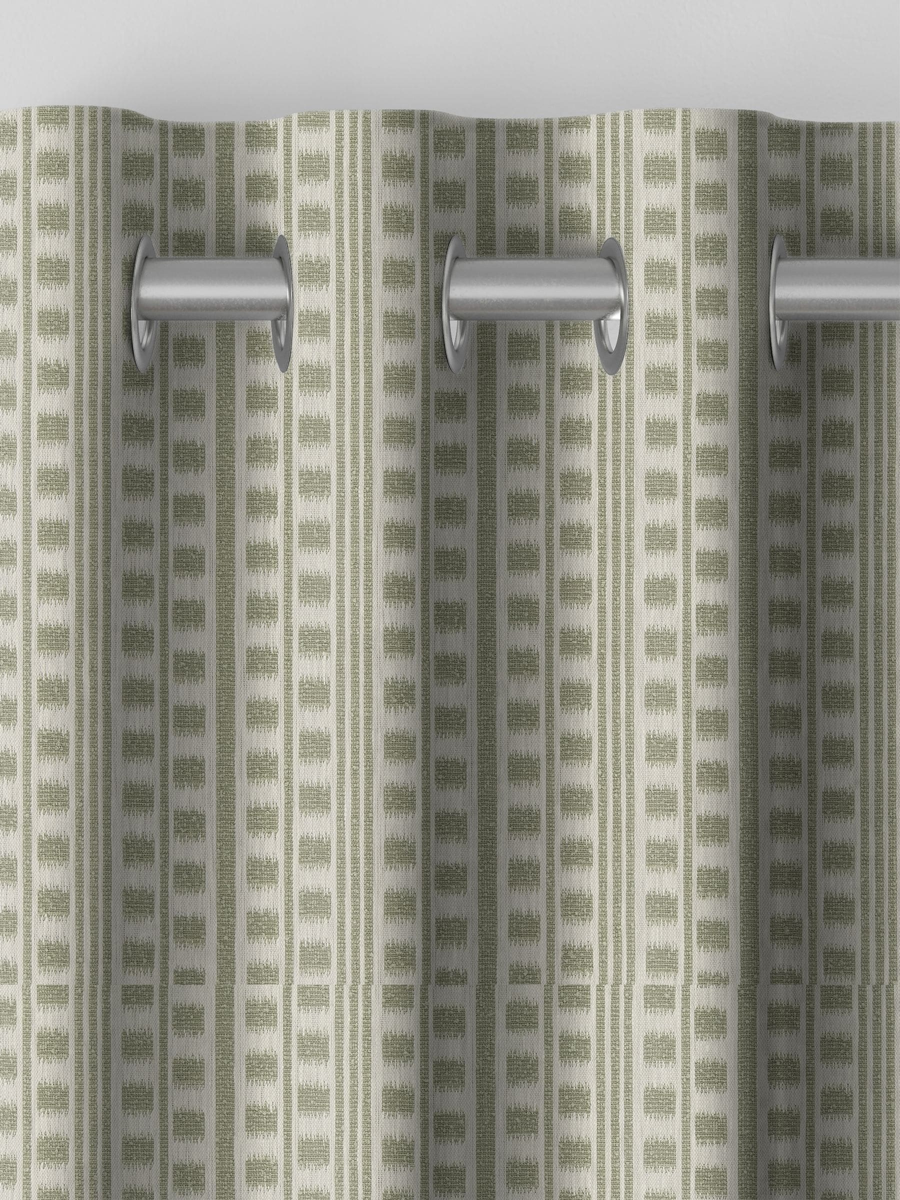 Sage Celot green geometric jacquard curtains (British brand)