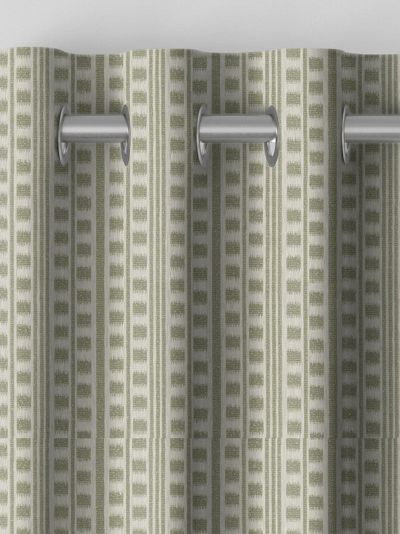 Sage Celot green geometric jacquard curtains (British brand)