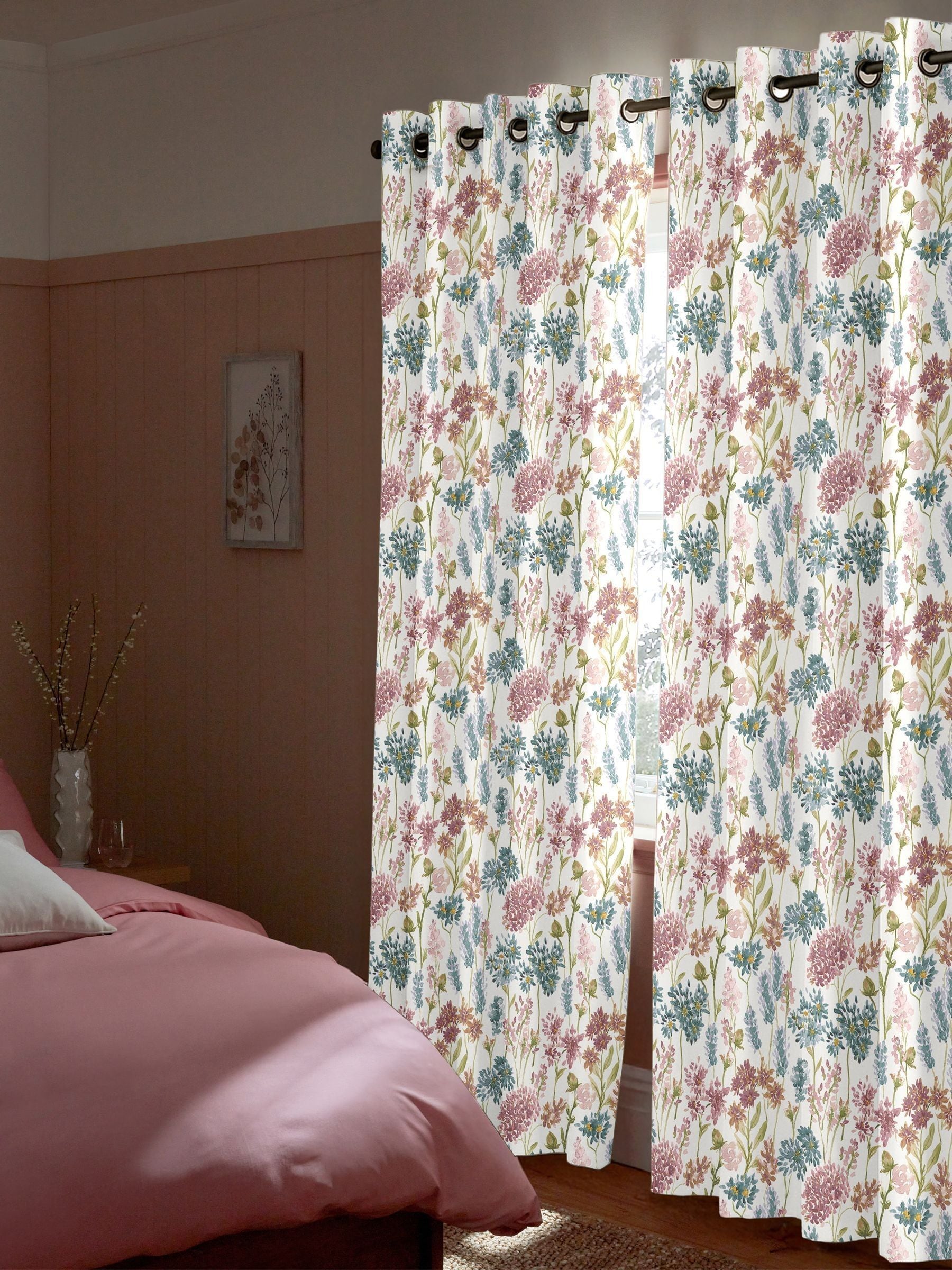 Blue floral made to measure Peony Odilon curtains - British product