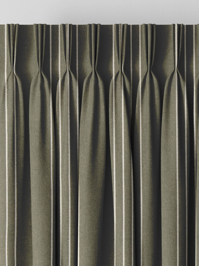 Pine Leuwin green stripe curtains, UK version