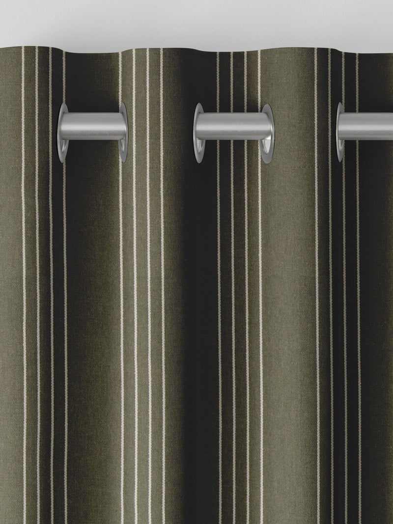 Pine Leuwin green stripe curtains, UK version