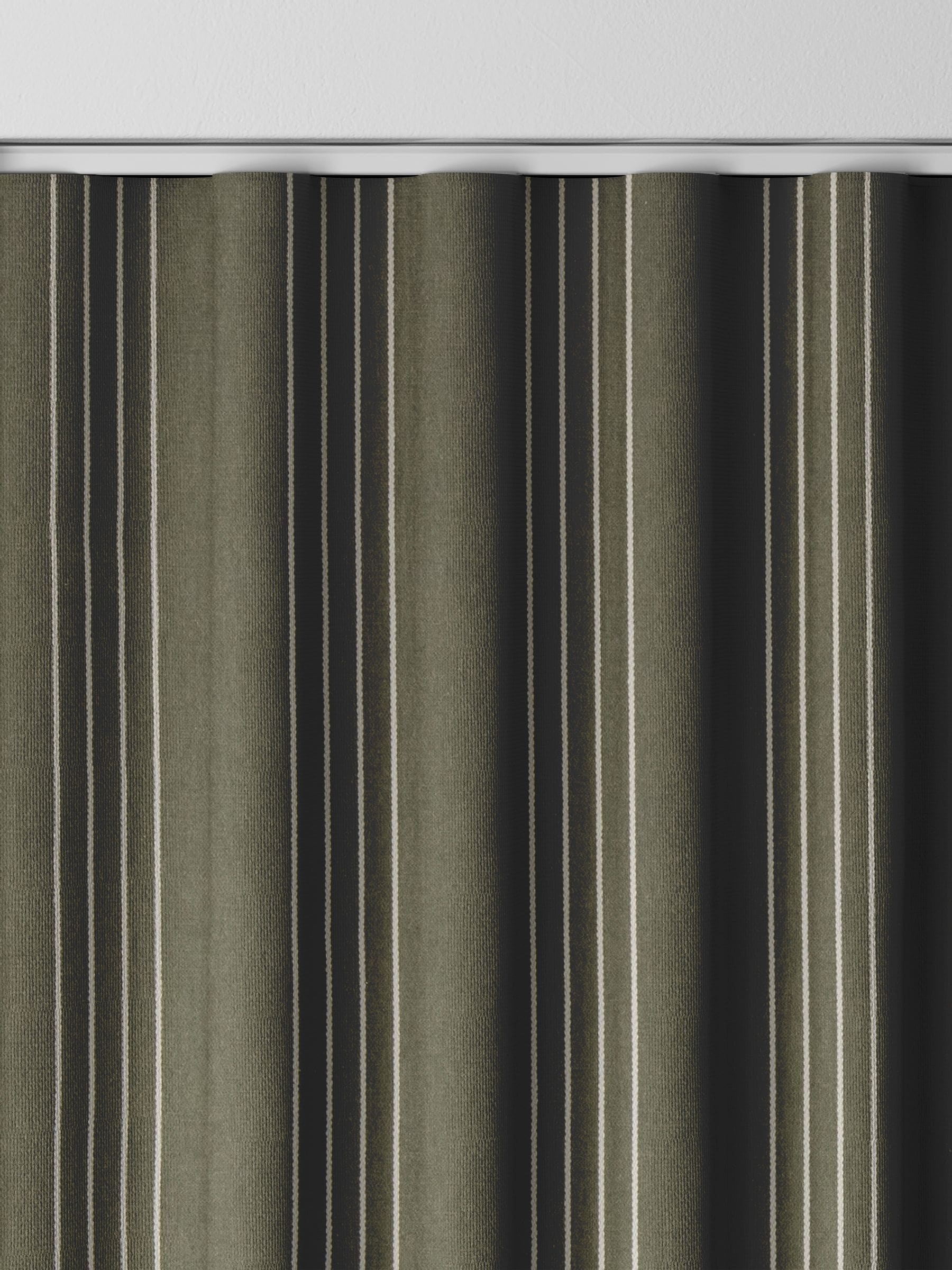 Pine Leuwin green stripe curtains, UK version