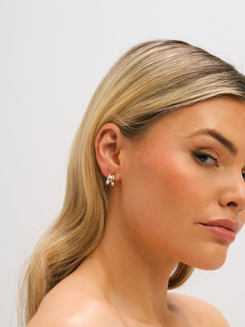 Jon Richard metallic tone double row hoop earrings (British brand)