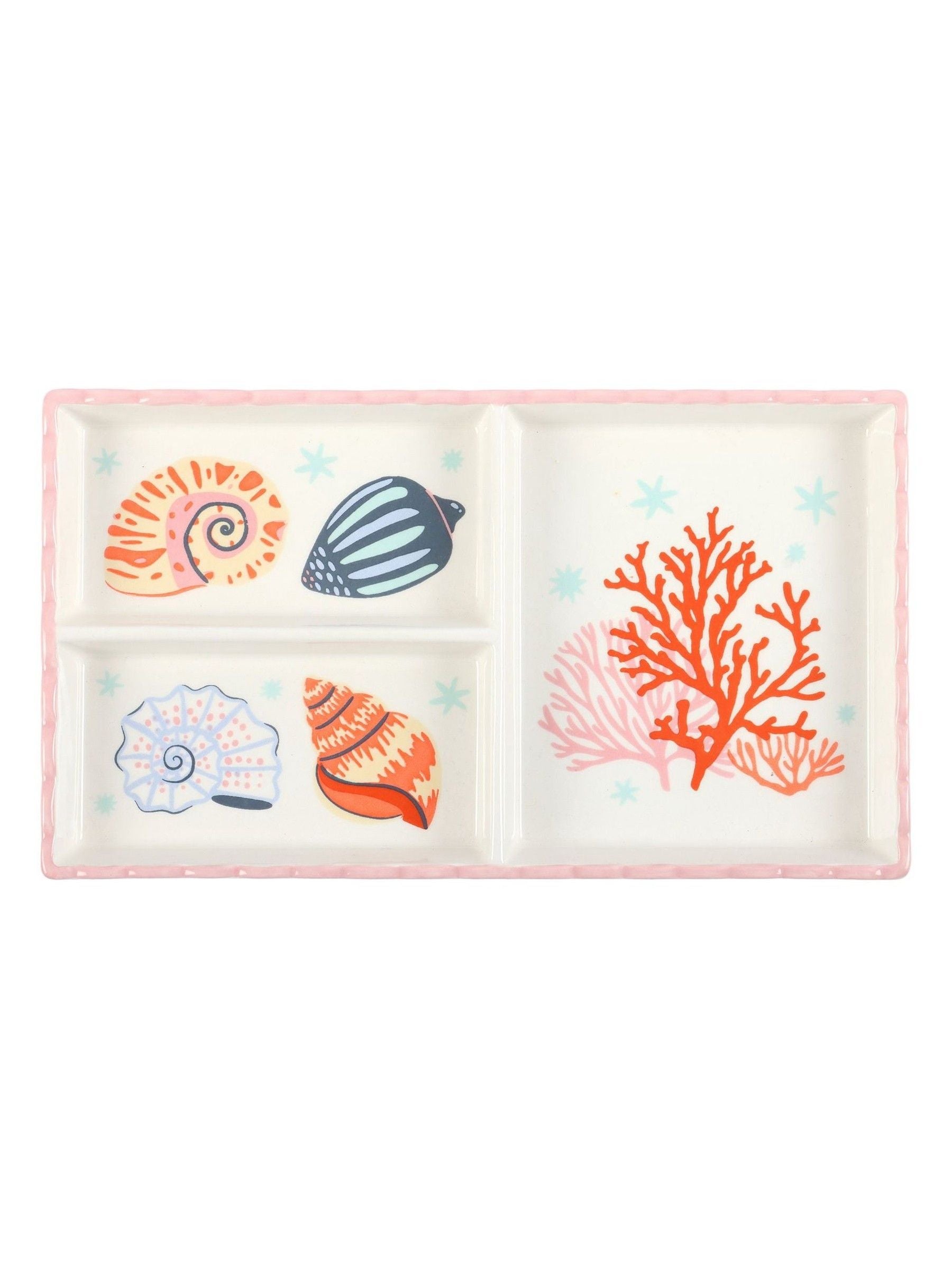 Something Different white shell coral trinket tray 25.5cm (British brand)