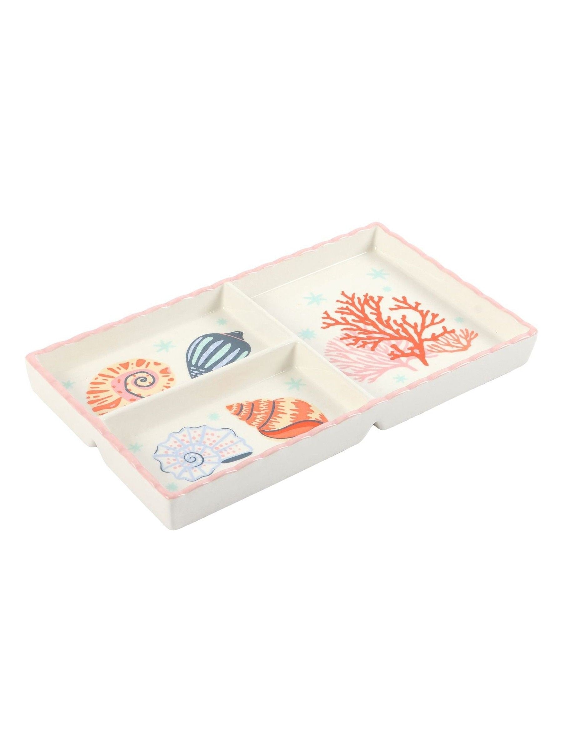Something Different white shell coral trinket tray 25.5cm (British brand)