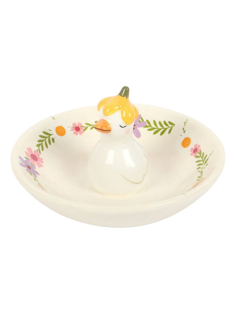 Something Different white daisy duck ceramic trinket dish (British brand)