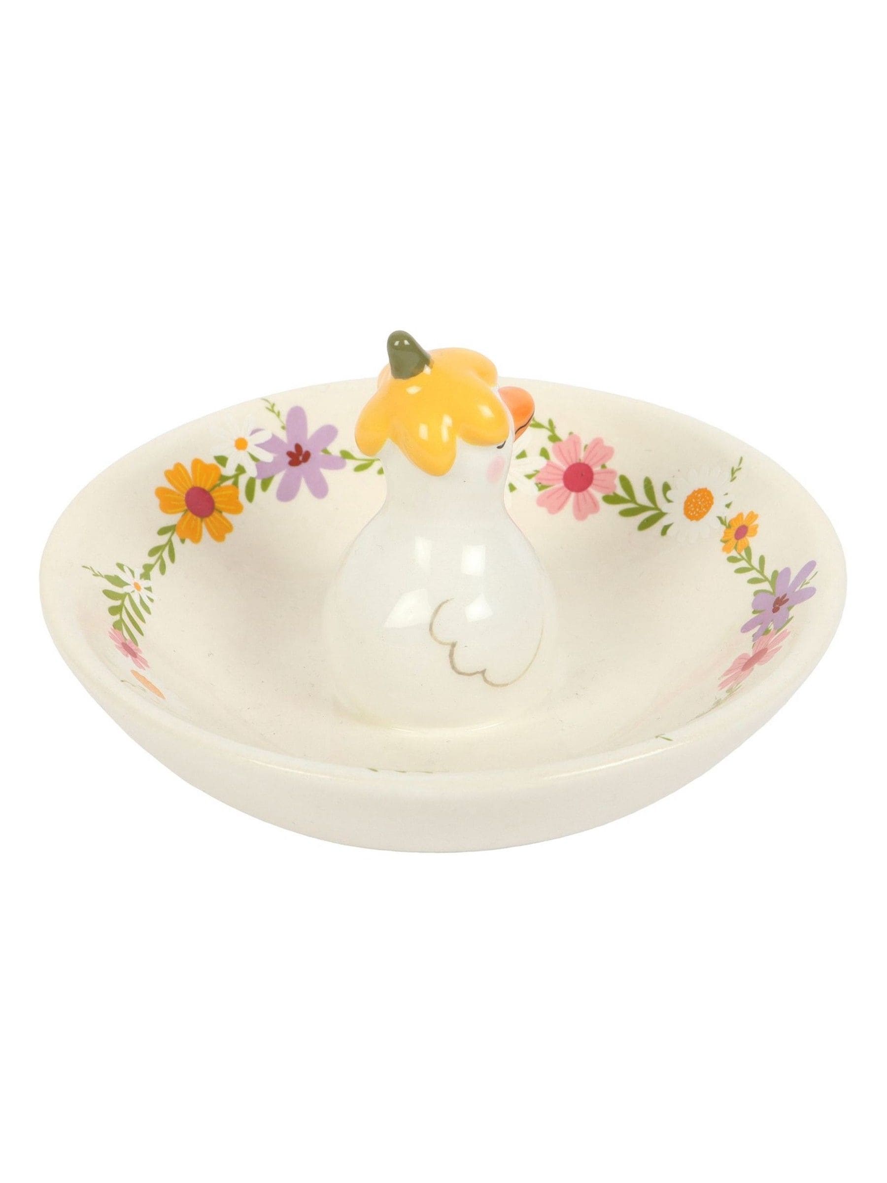 Something Different white daisy duck ceramic trinket dish (British brand)