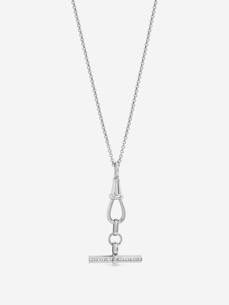 Jon Richard silver plated pave T-Bar necklace 16 inch, UK version