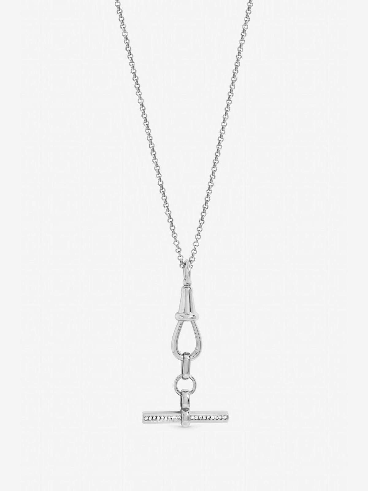 Jon Richard silver plated pave T-Bar necklace 16 inch, UK version