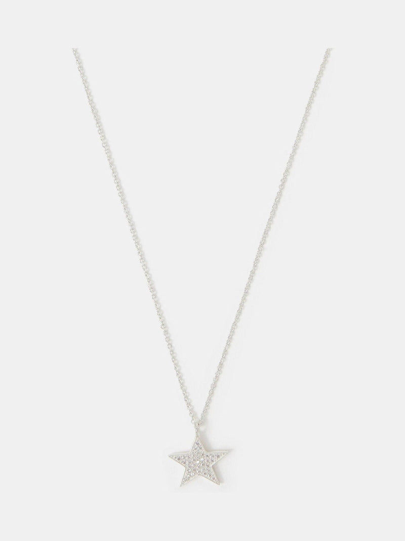 Accessorize sterling silver diamanté star pendant necklace - British product