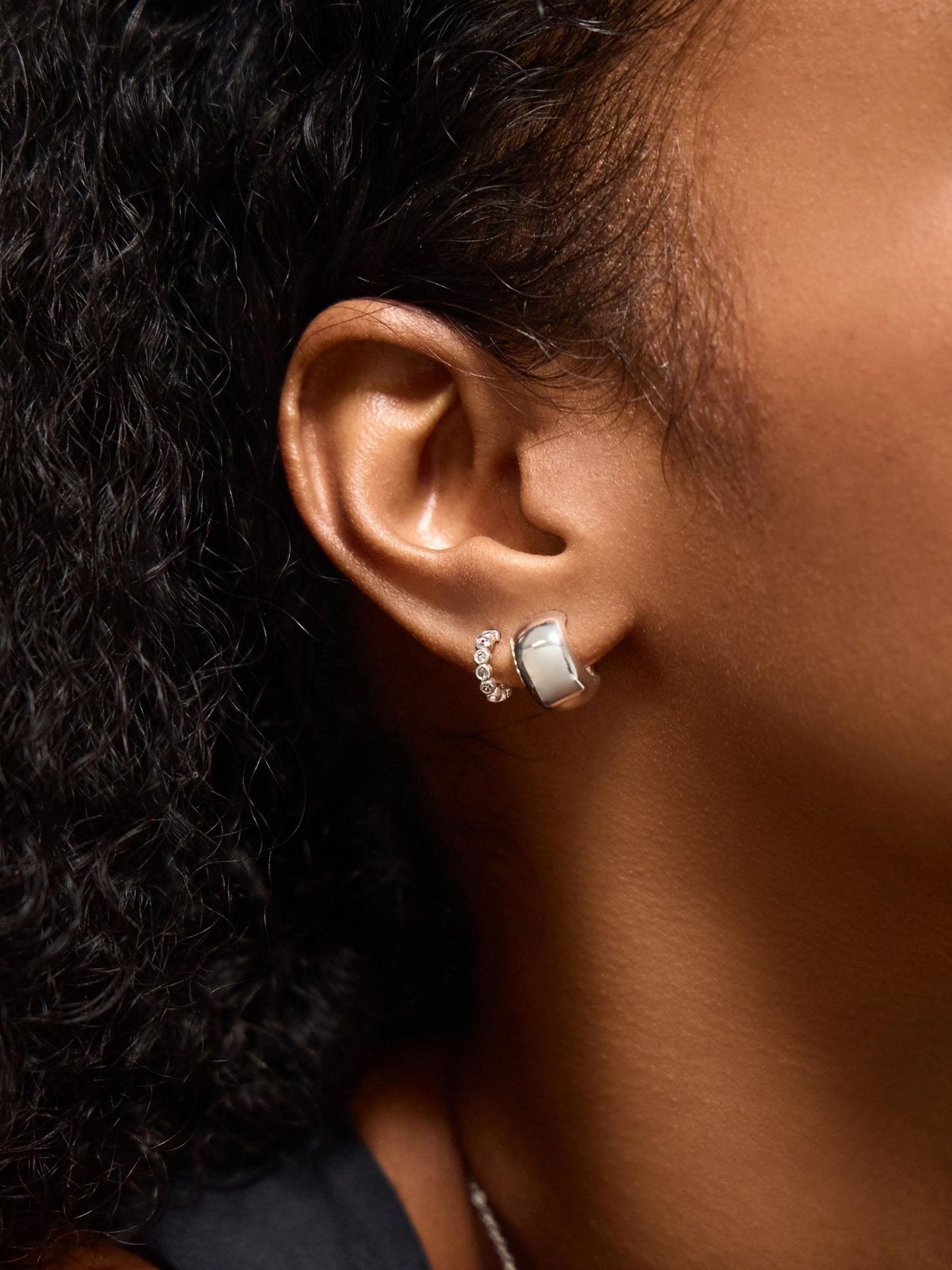 Accessorize silver tone chunky hoop earrings 2 pack - British product
