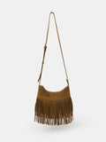 Accessorize brown suede cross body bag with fringe - British product