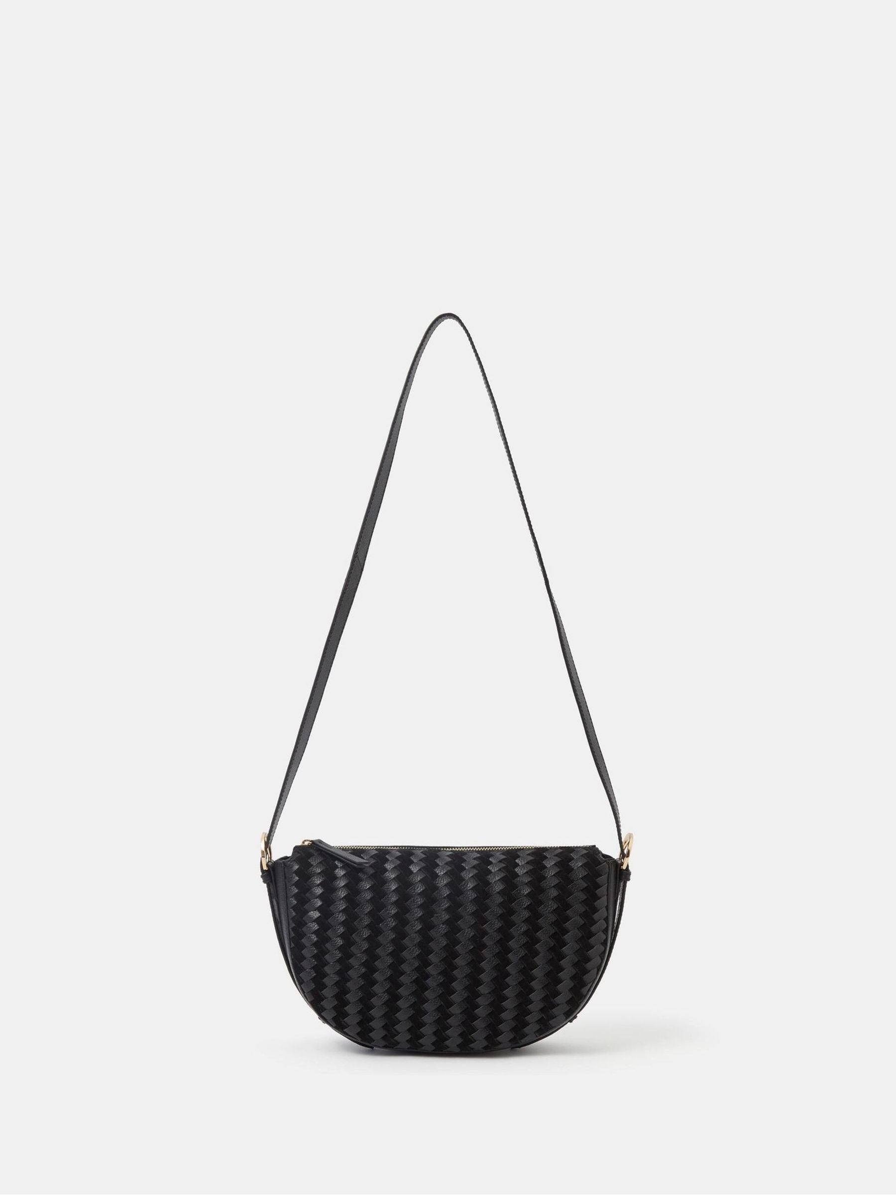 Accessorize black woven leather crossbody bag, imported from the UK