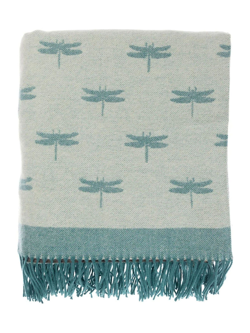 Sophie Allport teal dragonfly woven picnic blanket, UK version