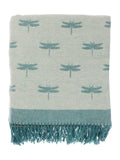 Sophie Allport teal dragonfly woven picnic blanket, UK version