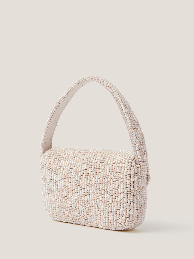 Monsoon cream mini flower beaded bag - British product
