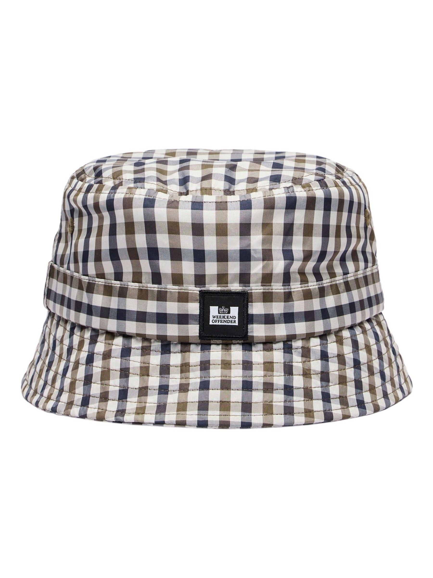 Weekend Offender bucket hat natural mid house check (British brand)