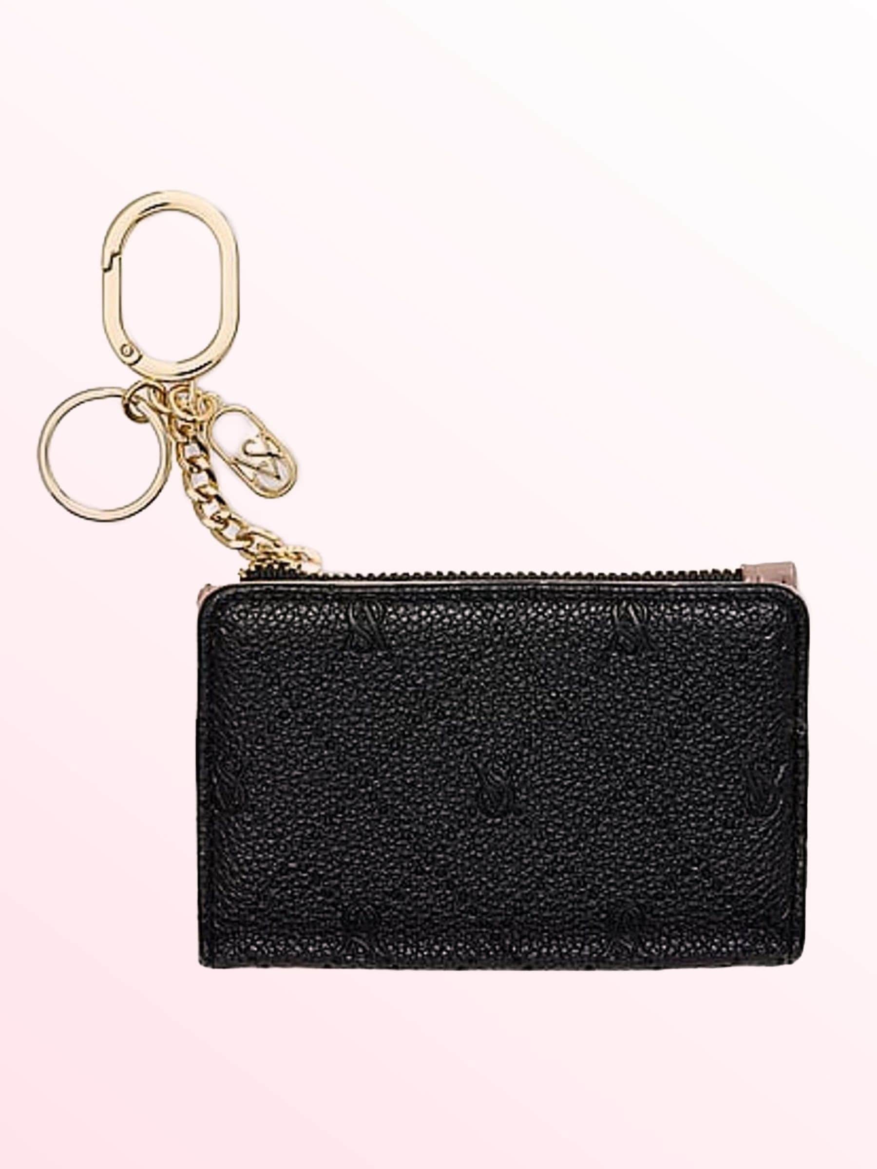 Victoria's Secret Debossed Black Foldable Keyring Card Holder