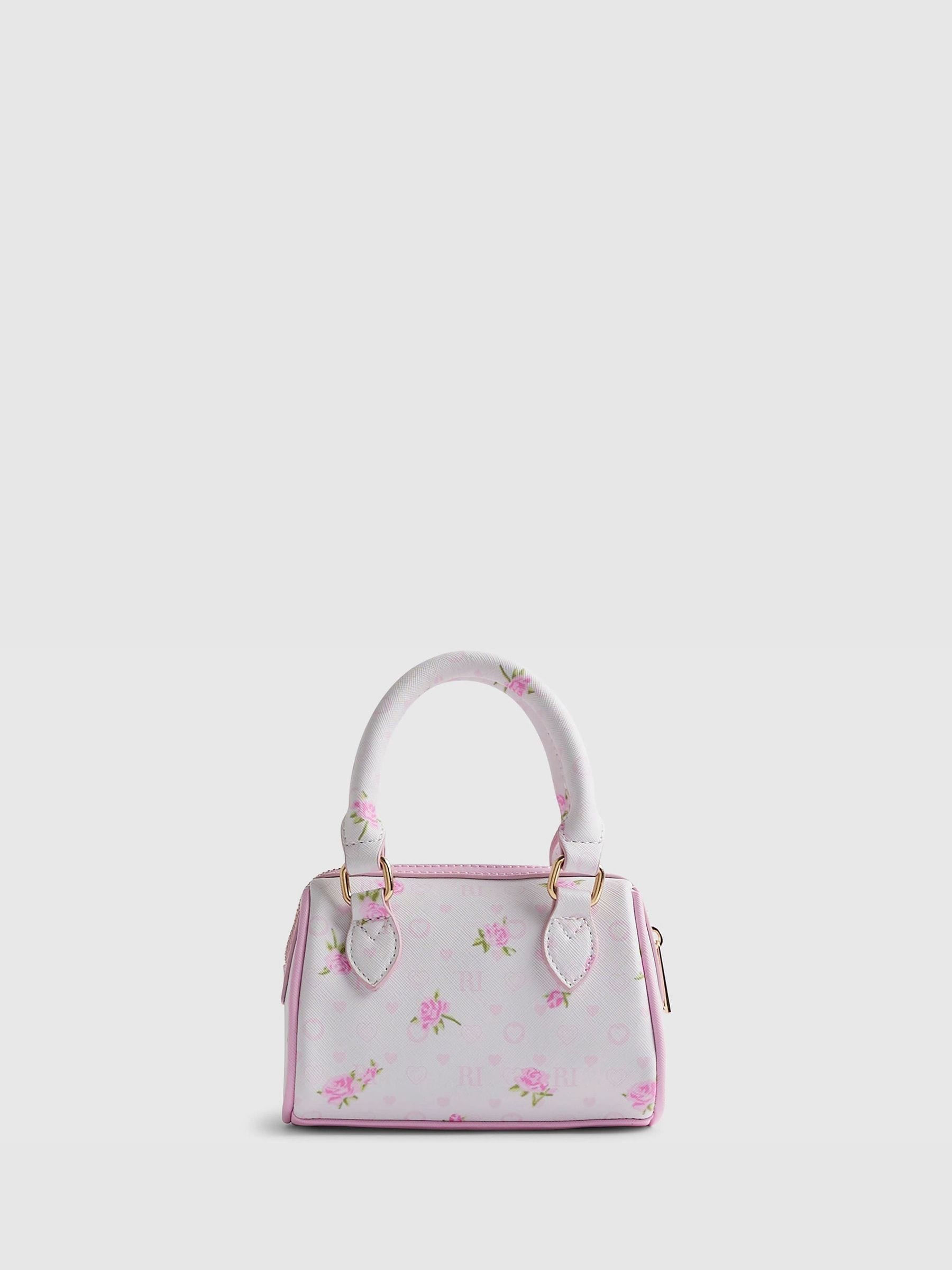 River Island white ditsy mini bowler bag - British product