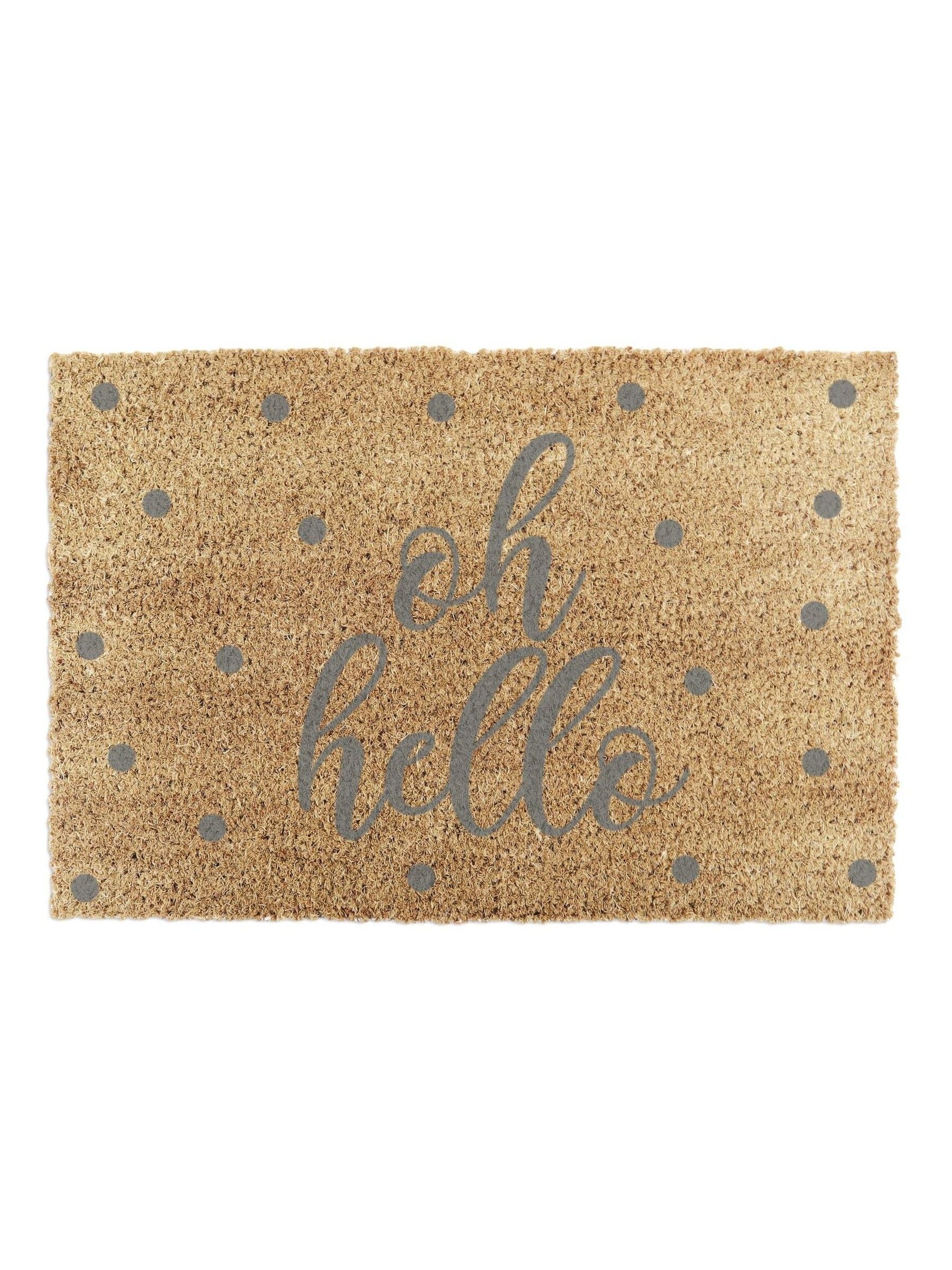 Artsy Mats Grey Oh Hello doormat 60x40cm, UK version