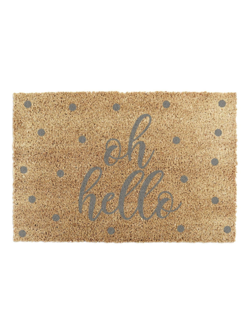 Artsy Mats Grey Oh Hello doormat 60x40cm, UK version