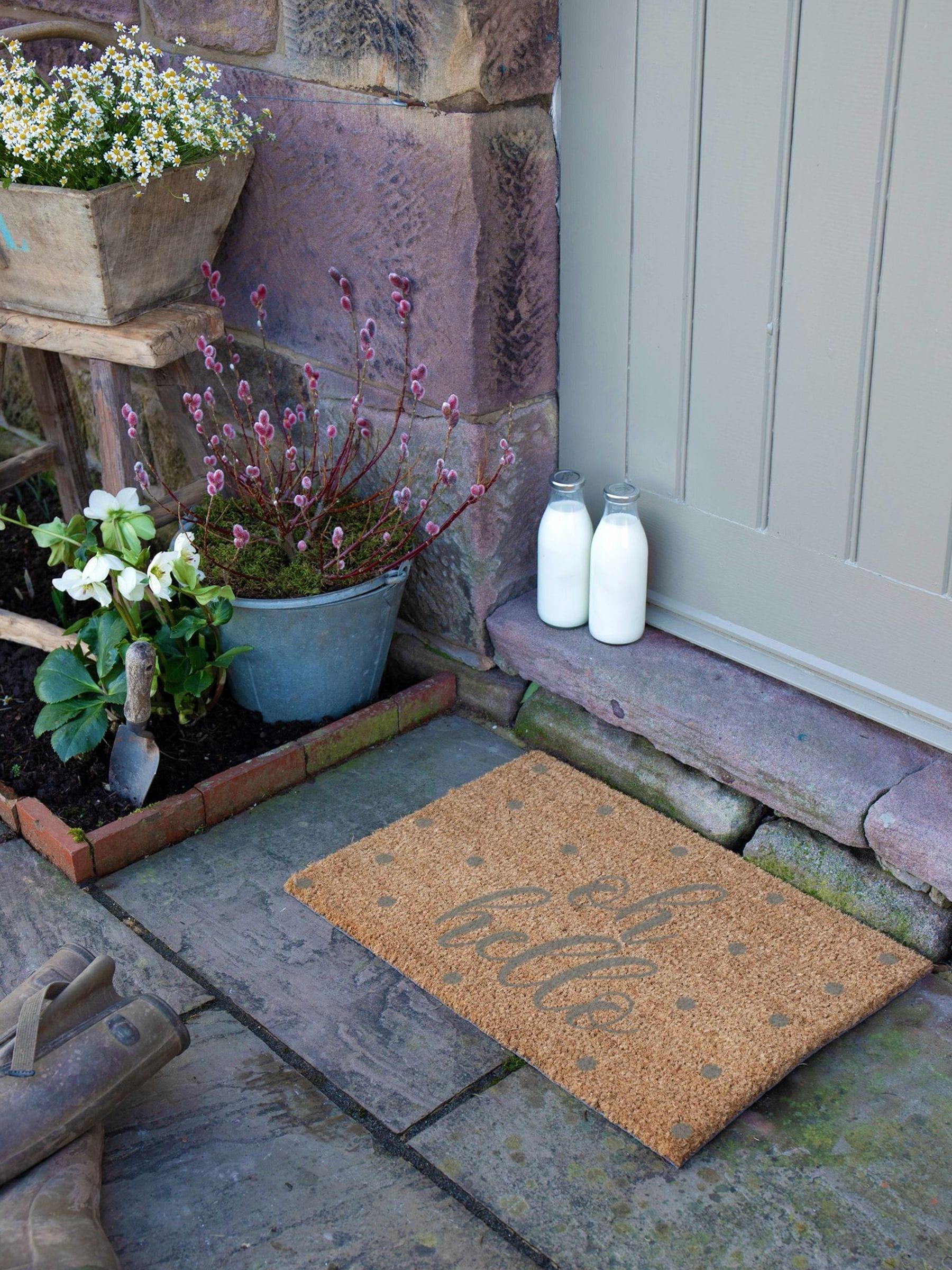 Artsy Mats Grey Oh Hello doormat 60x40cm, UK version
