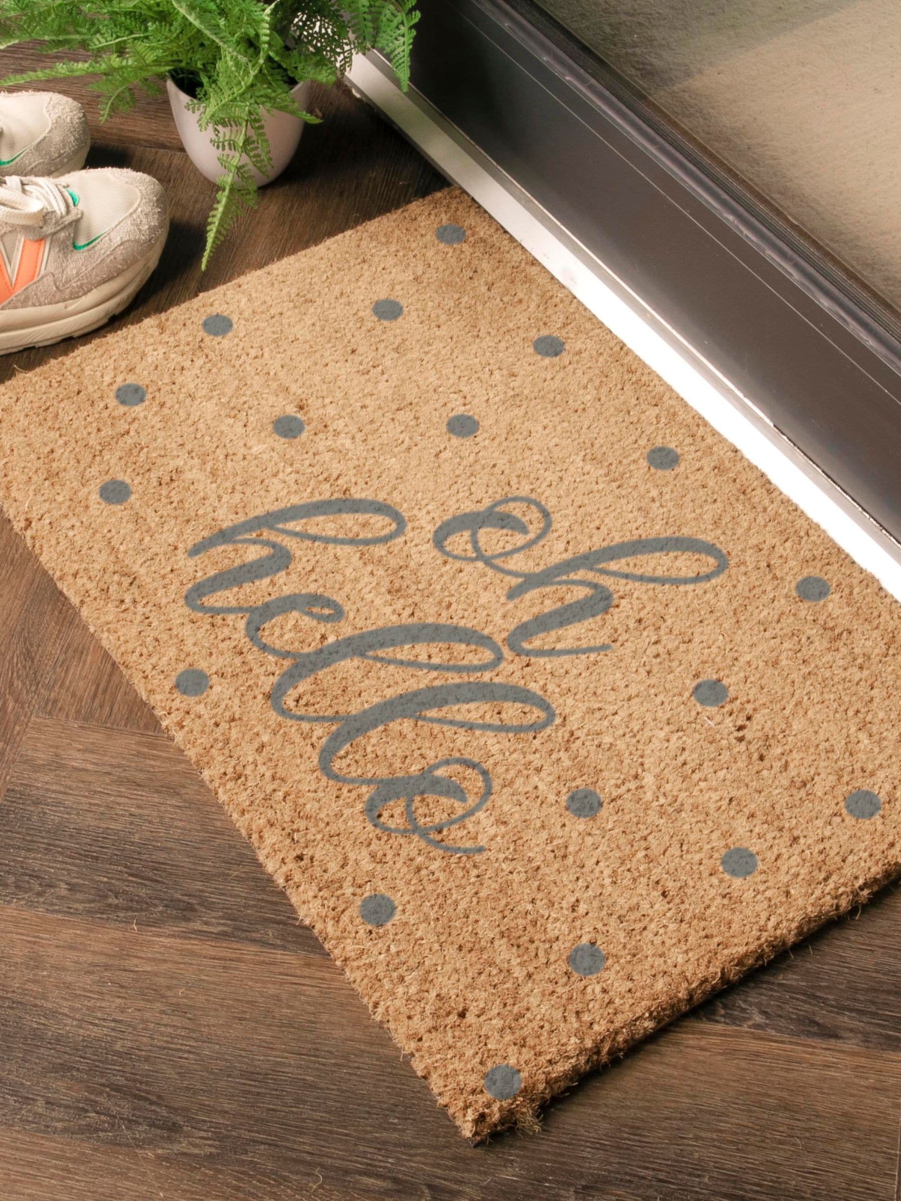 Artsy Mats Grey Oh Hello doormat 60x40cm, UK version