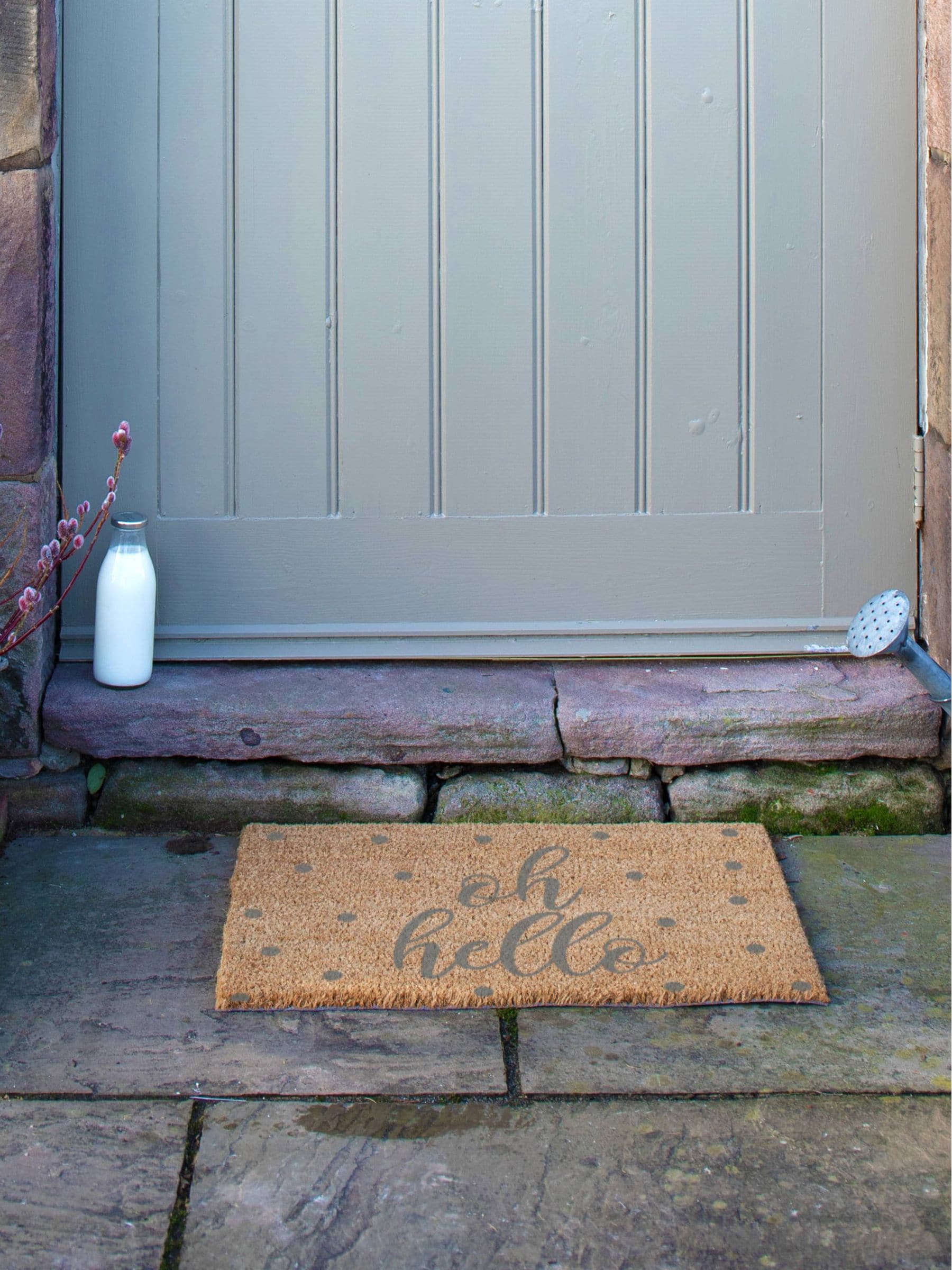 Artsy Mats Grey Oh Hello doormat 60x40cm, UK version