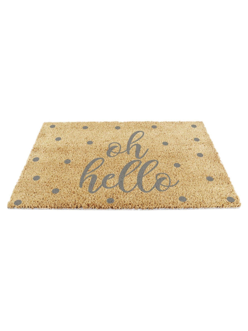 Artsy Mats Grey Oh Hello doormat 60x40cm, UK version