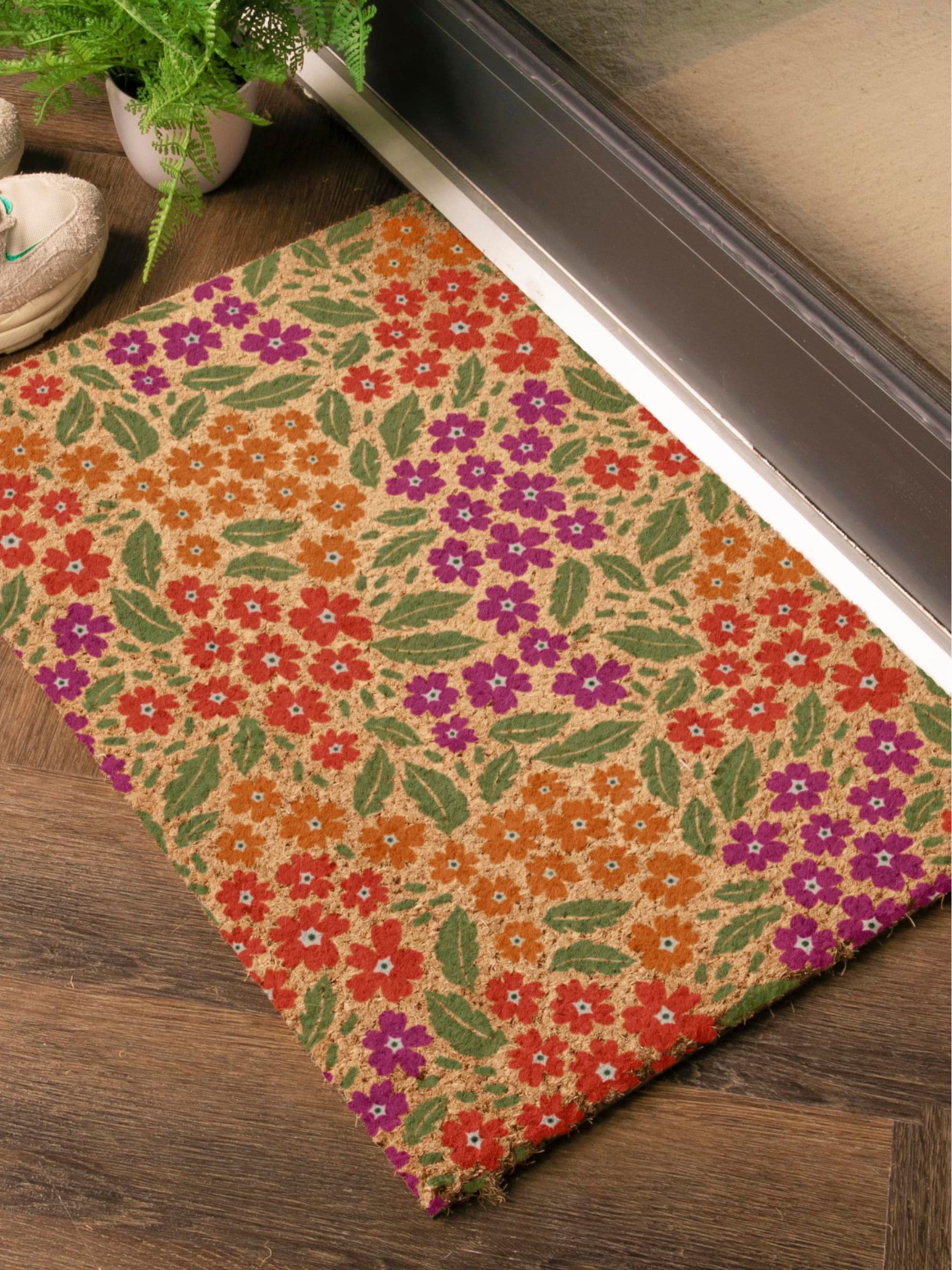 Artsy Mats Brown Floral Pattern doormat 60cm x 40cm (British brand)