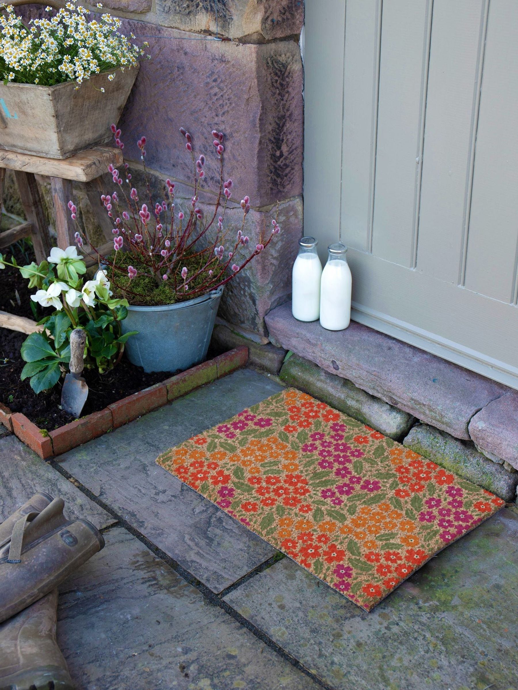 Artsy Mats Brown Floral Pattern doormat 60cm x 40cm (British brand)