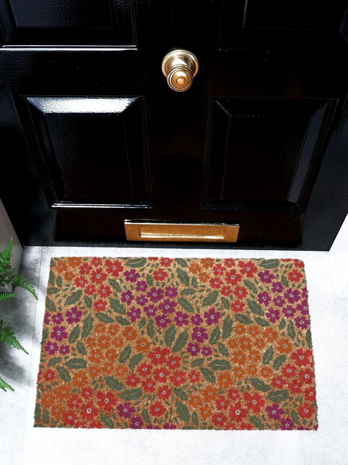 Artsy Mats Brown Floral Pattern doormat 60cm x 40cm (British brand)