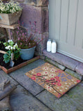 Artsy Mats Brown Hello Scribbly Floral doormat (British brand)