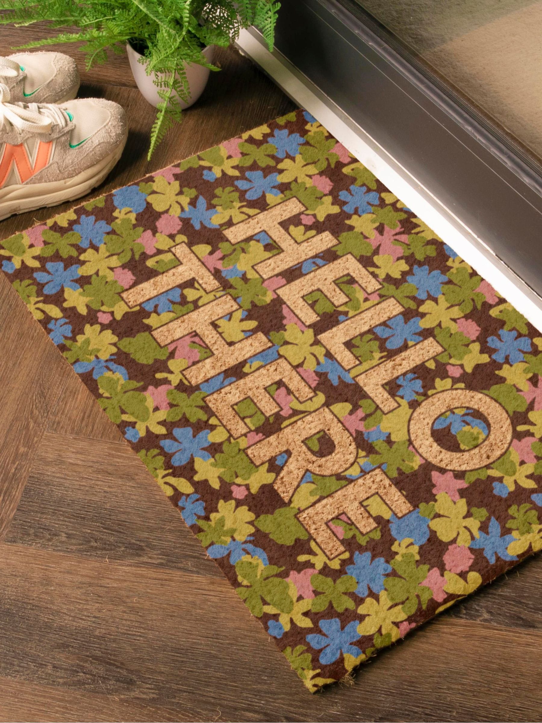 Artsy Mats Brown Hello There Spring doormat 60x40cm, imported from the UK