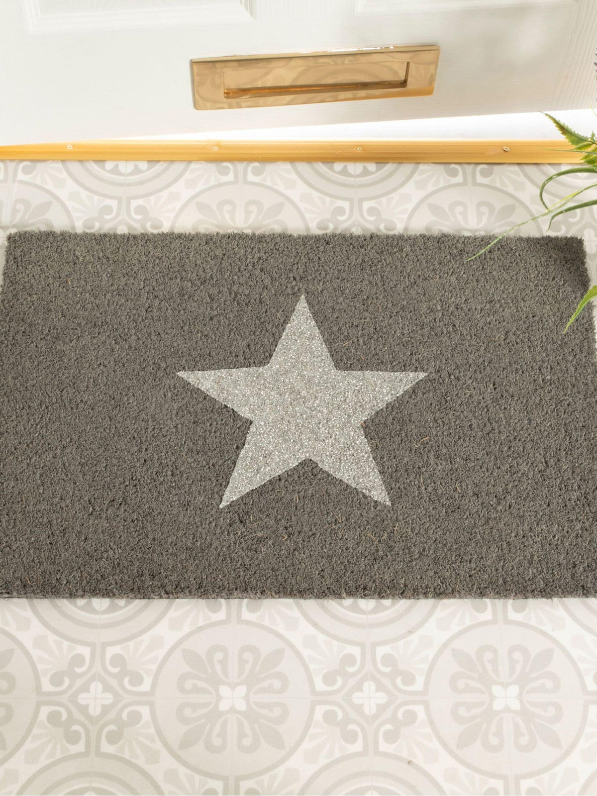 Artsy Mats grey glitter star doormat 60x40cm - British product
