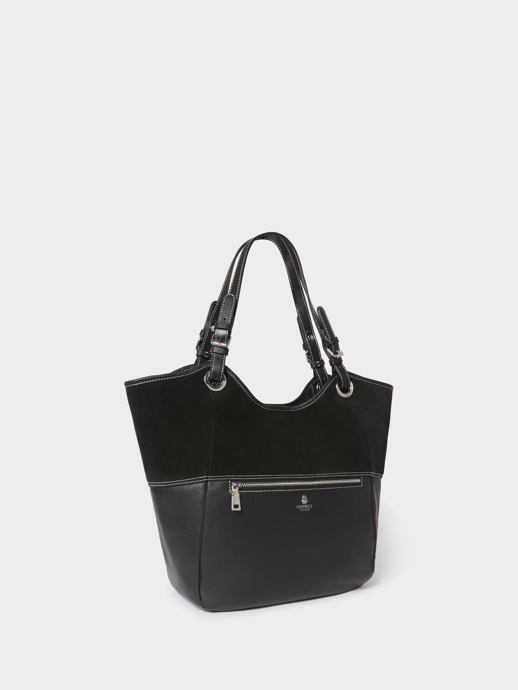 Osprey London black suede tote bag, UK version